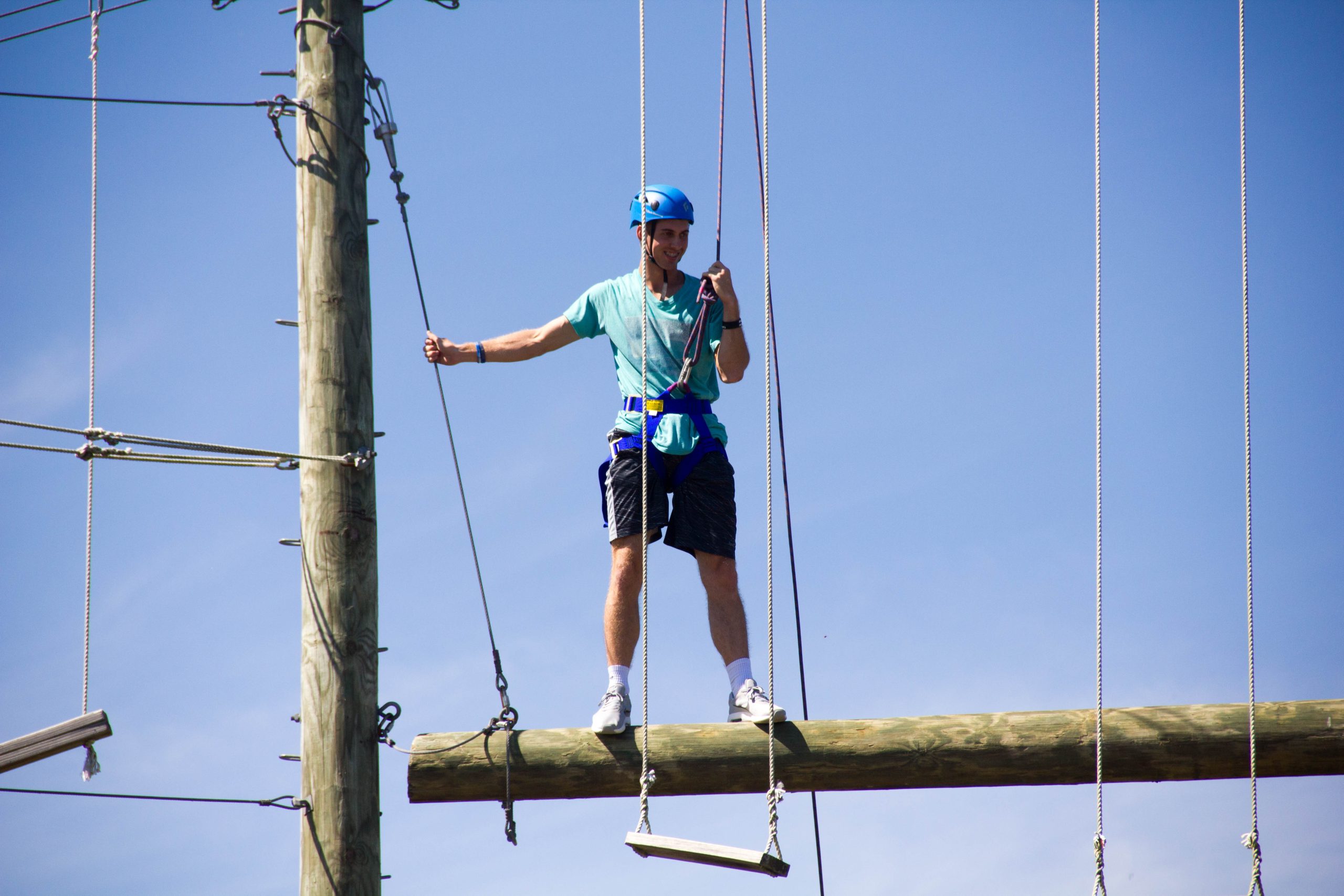 Male student on a sky line.