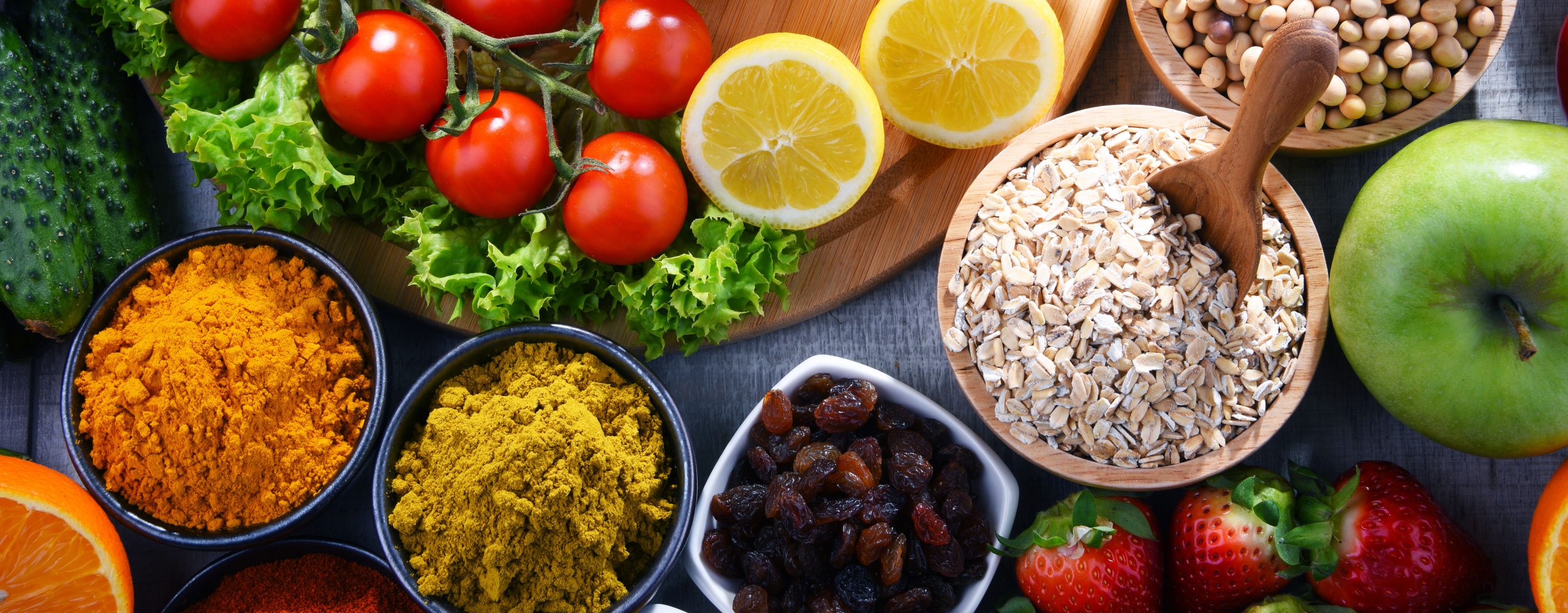 Assorted organic food products on the table