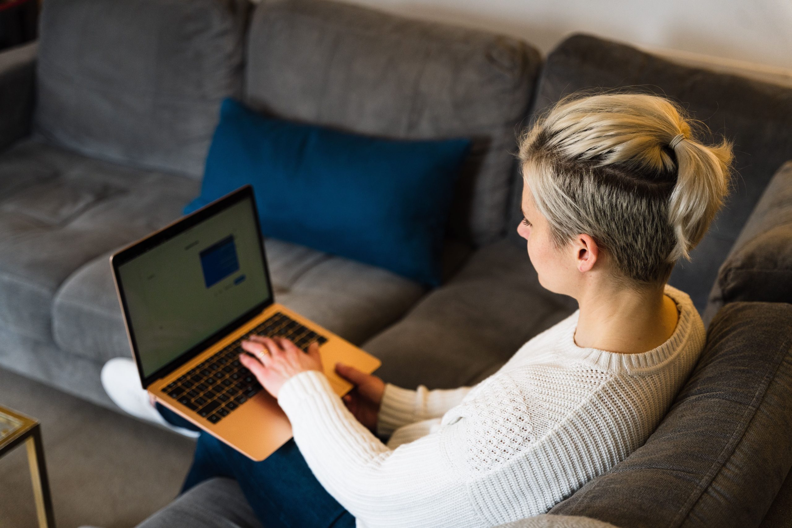 A student on the computer completing school work.