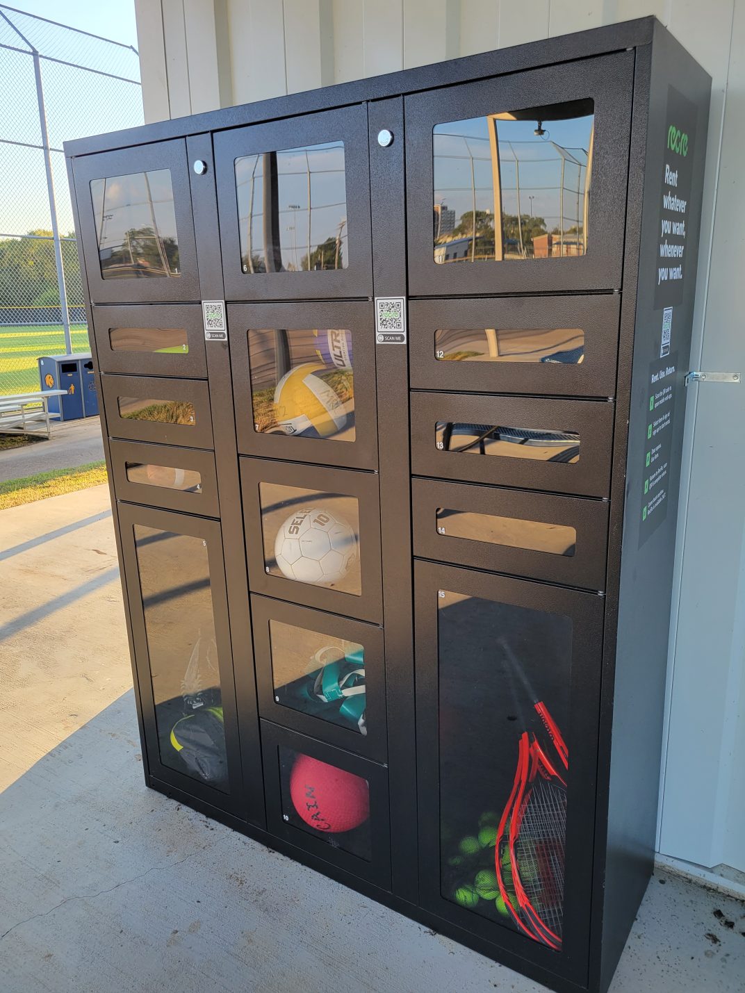 RecRec box holding sports equipment